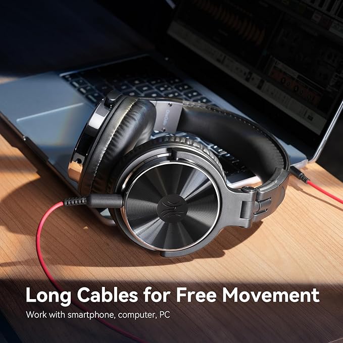OneOdio Wired Over Ear Headphones Hi-Res Studio Monitor & Mixing DJ Stereo Headsets with 50mm Drivers and 1/4 to 3.5mm Jack for AMP Computer Recording Podcast Keyboard Guitar Laptop - Black