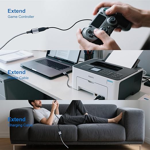 Tan QY USB 3.0 Extension Cable 20Ft, USB 3.0 High Speed Extender Cord Type A Male to A Female for PlayStation, Xbox, USB Flash Drive, Hard Drive, Card Reader,Scanner,Printer,Keyboard (Silver, 20Ft)