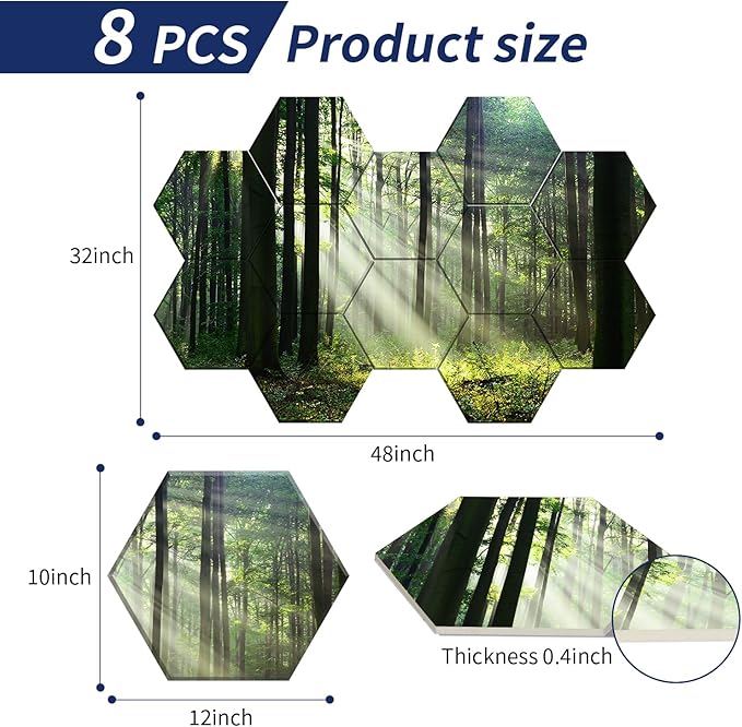 Mollywell Art Acoustic Panels, Soundproofing, Wall Decoration, Suitable for Decorative Soundproof Wall Panels, Room Aesthetics & Echo Reduction (Forest Summer), 12x10x0.4 Inch