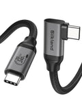 Silkland USB C Monitor Display Cable Right Angle 4FT [5K/4K@60Hz 8K@30Hz], 90 Degree USB C 3.2 Gen 2x2 Video Cable, 20Gbps Data Transfer, 240W Fast PD Compatible for MacBook Pro, iPad, iPhone 16