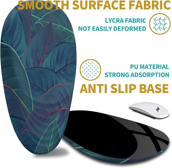 Hokafenle Ergonomic Mouse Pad Wrist Support with Stepped-Wedge Design, Wrist Rest Pain Relief Mousepad Filled with Memory Foam, Carpal Tunnel Mousepad for Wireless Mouse(12x8 inch, Green Leaves)
