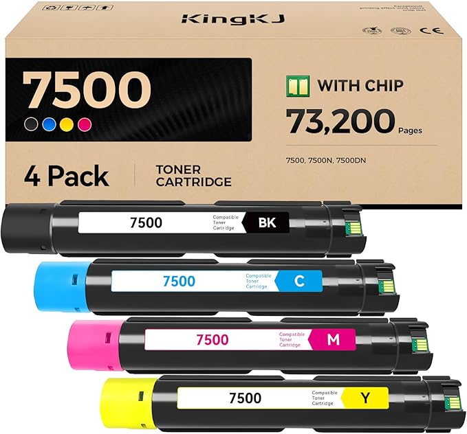 Phaser 7500 High Capacity Toner Cartridge Set 4-Pack Replacement for Xerox 106R01439 106R01436 106R01437 106R01438 Compatible with Xerox Phaser 7500 7500N 7500DN Printer Ink Black Cyan Magenta Yellow