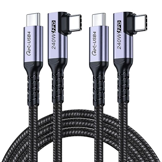 USB-C to USB-C Cable 6.6FT 2-Pack, 240W USB4, 40Gbps Data, 8K/60Hz, 5K/60Hz, 4K/144Hz Monitor Cable, Thunderbolt 4 Compatible, iPhone 16/15 Pro Max