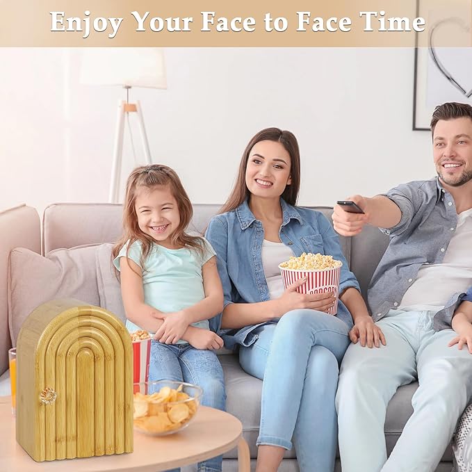 Phone Box for Family Time, Bamboo Cell Phone Jail, 3 Sections Hold 6 Phones, with Charging Holes, Phone Holder Self-Discipline Box, Help Kids Adults Focus Back, Mobile Phone Addiction (Wood)
