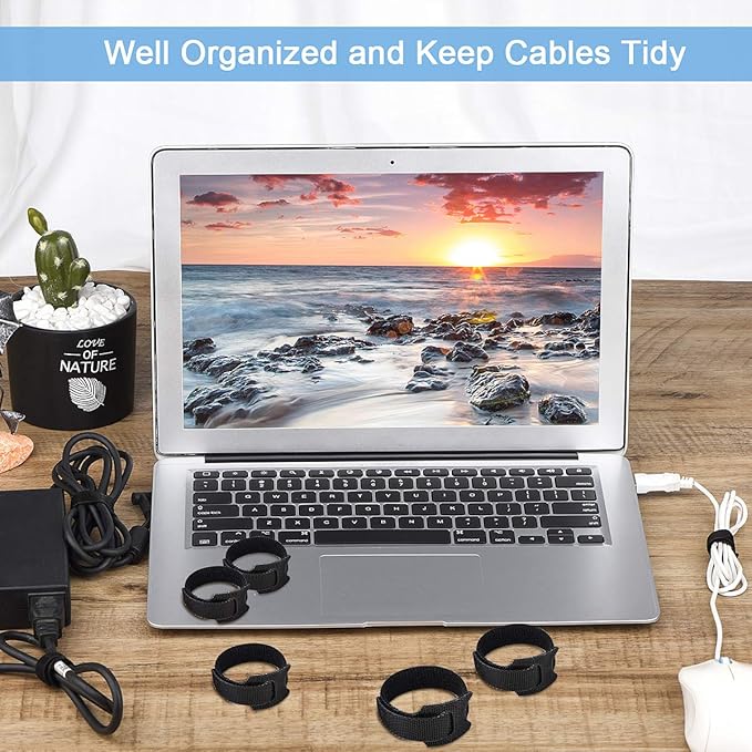 60 PCS 6 Inches Reusable Cable Ties, Adjustable Cord Straps Wire Organizer Cord Wrap and Hook Loop Cable Management