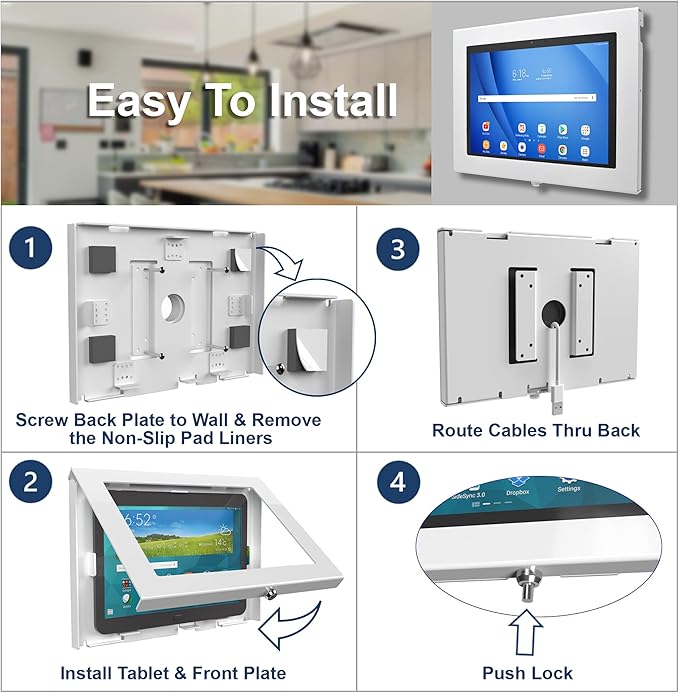 TABcare Locking Anti-Theft Metal Case for Samsung Galaxy TAB E 9.6 Tablet for Kiosk, POS, Store, Show Display, Time Clock (TAB E 9.6, White)