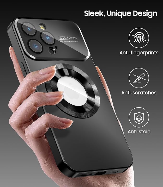 Magnetic for iPhone 13 Pro Max Case, Compatible with MagSafe, Built-in Camera Lens Protector, Logo View, Military Grade Drop Proof Phone Case Cover, Black