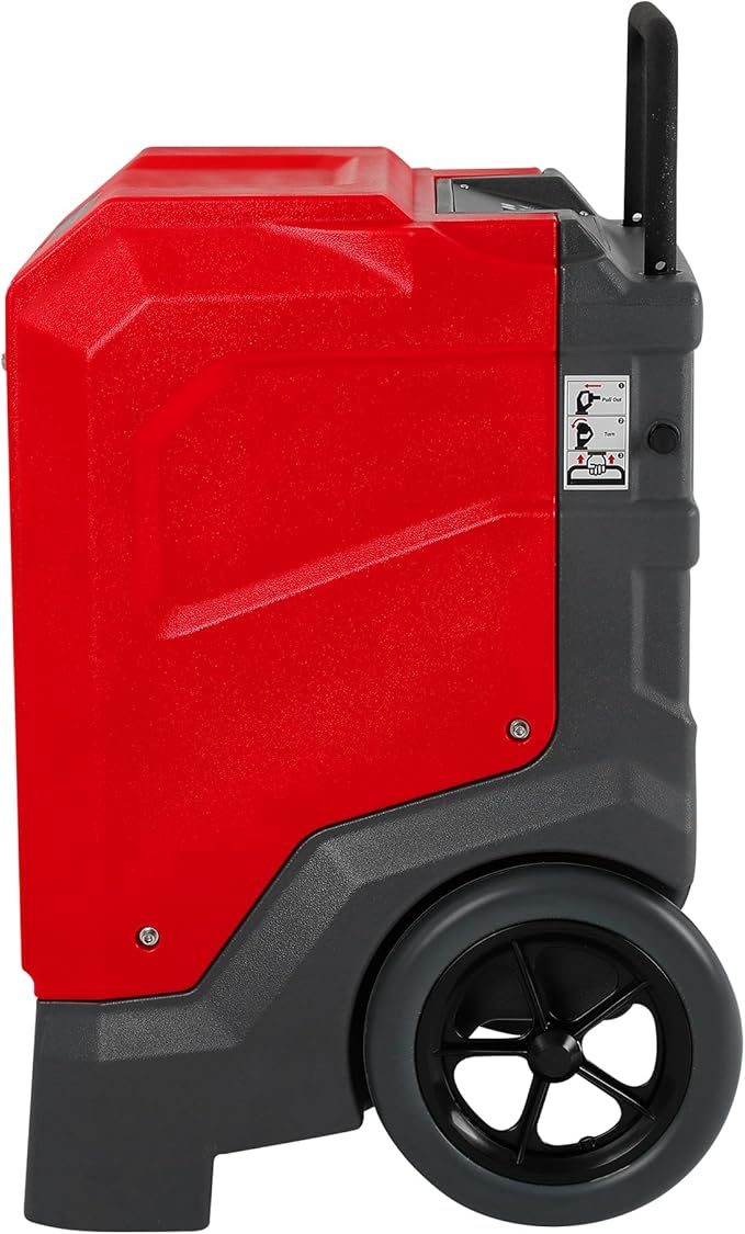 MOUNTO 310 Pints LGR Commercial Dehumidifier with Built-In Pump and Drain Hose – Portable, Heavy-Duty Dehumidifier with Wheels for Basements, Garages, Home, and Job Sites (Red)