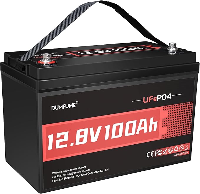 12V 100Ah LiFePO4 Lithium Battery, Built-in 100A BMS, 1280Wh, Up To 6000+ Cycles, Ideal For RV, Marine, Trolling Motor, Solar Off-Grid Systems