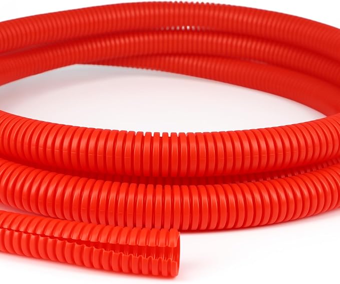 Split Wire Loom Tubing, 10,25ft Cord Protectors from Pets No Chew, Flexible Wire Covers Cord Protectors, Protective Split Cable Sleeve for Automotive Home Industrial Wires(Red, 0.46inch-25ft)