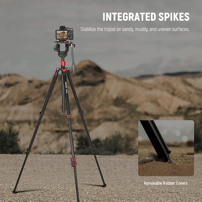 NEEWER 72" Fluid Head Video Tripod Monopod, Aluminum Alloy QR Plate Compatible with DJI RS Gimbal, 360° Pan & +90°/-70° Tilt for DSLR Camera Camcorder, Max Load 13.2lb/6kg, TP72A