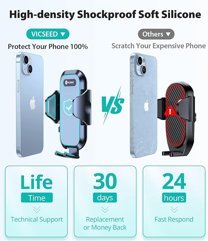 VICSEED [No.1 Powerful Suction] [Rally Racing-Grade Stability] Phone Holders for Your Car 2025 Upgraded Car Phone Holder Mount Truck Stand for Dashboard Windshield Vent for iPhone Samsung All Phones