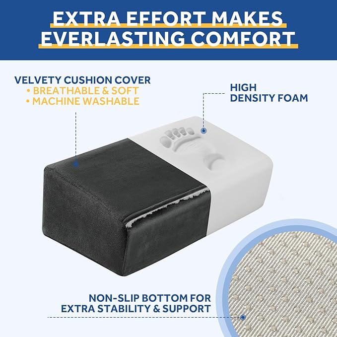Foot Rest for Under Desk at Work, Adjustable Footrest for Office Chair & Gaming Chair,Ergonomic Footrest Pillow Desk Foot Stool with Washable Cover for Home, Airplane, Travel (Black)