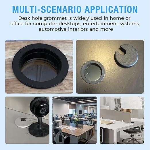 Desk Grommet 1-3/8" (35 mm), Desk Cord Hole Cover, Cable Grommet ABS Plastic, Desk Hole Grommet for Office and Home Table Cable, Detachable Cable Cord Organizer (White 4 Pcs)