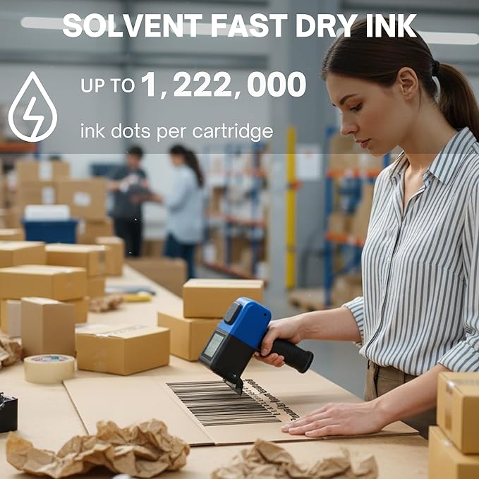 Handheld Printer Ink Cartridge 45ml Solvent Fast Dry, 0.5-Inch Nozzle for Non-Encrypted Portable Mobile Inkjet Printer Only, Universal Surface Printing