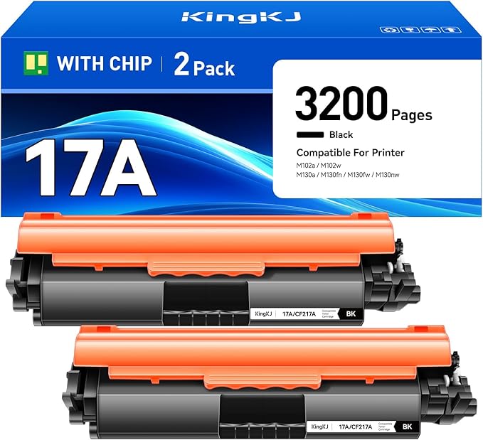 17A High Yield Toner Cartridge (Black 2-Pack) with chip Replacement for HP 17A CF217A Toner Compatible with HP Laserjet Pro MFP M130a M130fn M130fw M130nw M102a M102w Printer M130 M102 Ink All-in-One