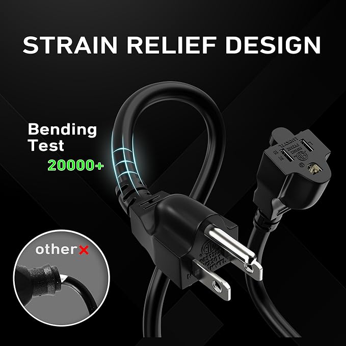 LUCKY TL Indoor Outdoor Extension Cord, 16/3 Gauge Black Long Extension Cord 50ft, Waterproof Flexible Case, Made of Pure Copper, 13A 1625W 16AWG SJTW, 3 Prong Heavy Duty Wire, ETL