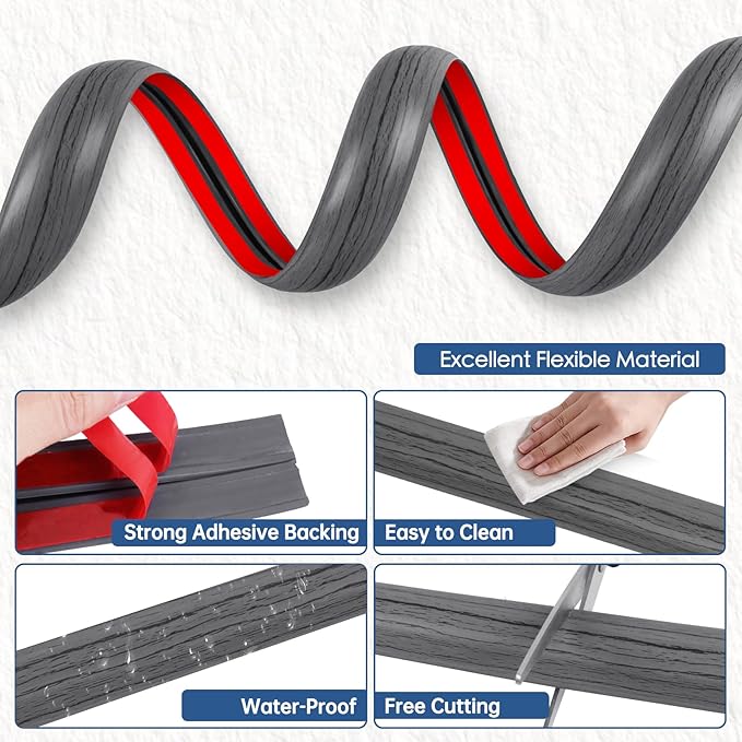 Floor Cord Cover for Wires on Floor Self Adhesive Cord Hider Floor Cable Management Wire Covers for Cords Protector Prevent Cable Trips Cord Cavity W 0.32" x H 0.32", Deep Gray Wood, 3.3Ft