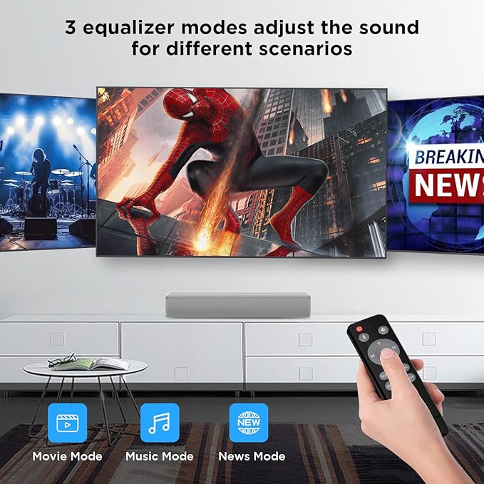 MZEIBO Sound Bar for TV,Soundbars Smart Portable Wireless Sound System with Multi-Connection Modes, Ideal for Family & Friends, Compact and Powerful Audio Device