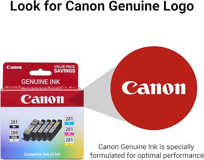 Canon PGI-280XL/CLI-281 5 Color Pack Compatible to TR8520, TR7520, TS9120 Series,TS8120 Series, TS6120 Series