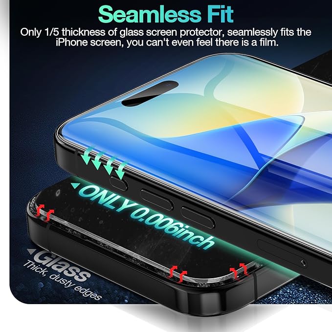 3 Pack Flexible Film Screen Protector for iPhone 16 Pro, Non-breakable Soft TPU Hydrogel Film for iPhone 16 Pro Screen Protector Film (NOT Glass)