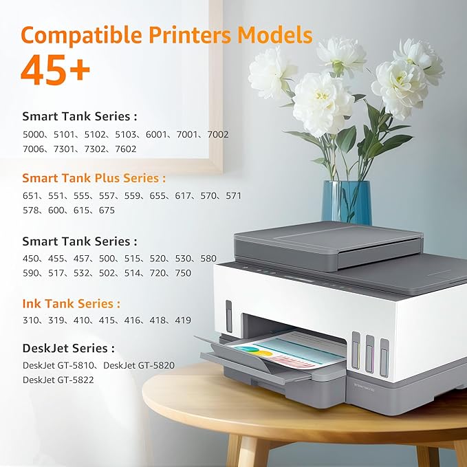 Jeoskarky Compatible for HP 31xl Color HP 32xl Black Ink Bottle for HP Smart Tank 7602 6001 5101 7301 6000 5102 5000 5103 7002 7001 7302 Series for Smart Tank Plus 651 551 Printers (4 Bottles)