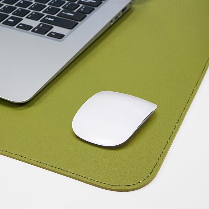 Leather Desk pad Protector, Large Desk mat with Natural Cork & PU Leather,Mouse pad,Non-Slip Office Desk Mat,Waterproof Desk Writing Pad for Office and Home (35in*17in, Olive Green)