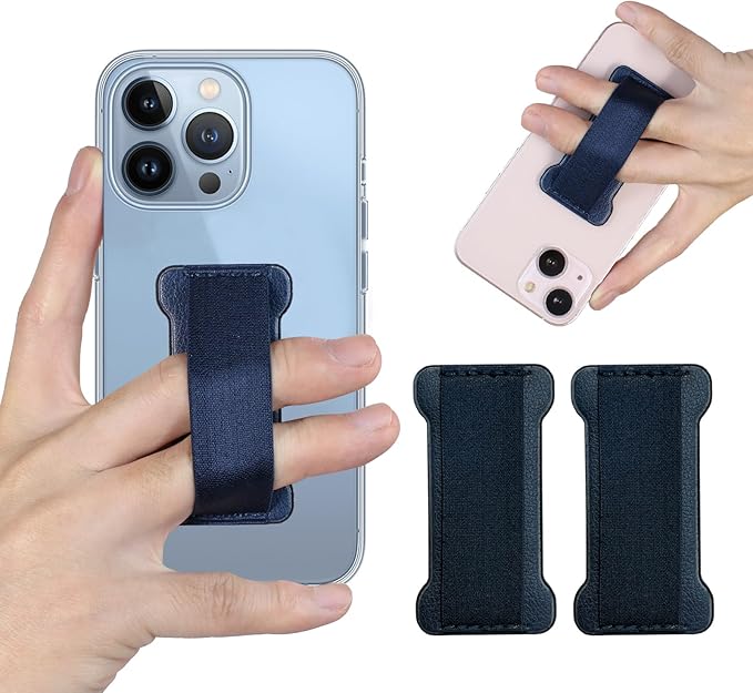 Finger Strap Phone Holder,Cell Phone Finger Grip Strap Holder for Hand, Ultra Thin Anti-Slip Universal Cell Phone Grips Band Holder for Back of Phone - 2Pack(Dark Blue)