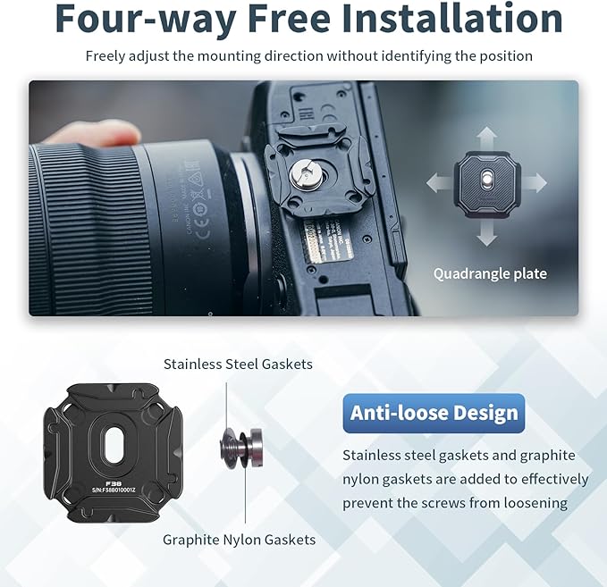 ULANZI F38 Multi-Hole Camera Quick Release Plate Kit, w 1/4" to 3/8" Screw Thread, Quick Release System QR Plate Camera Tripod Mount Adapter for Sony Canon Monopod DSLR Stabilizer Slider DJI