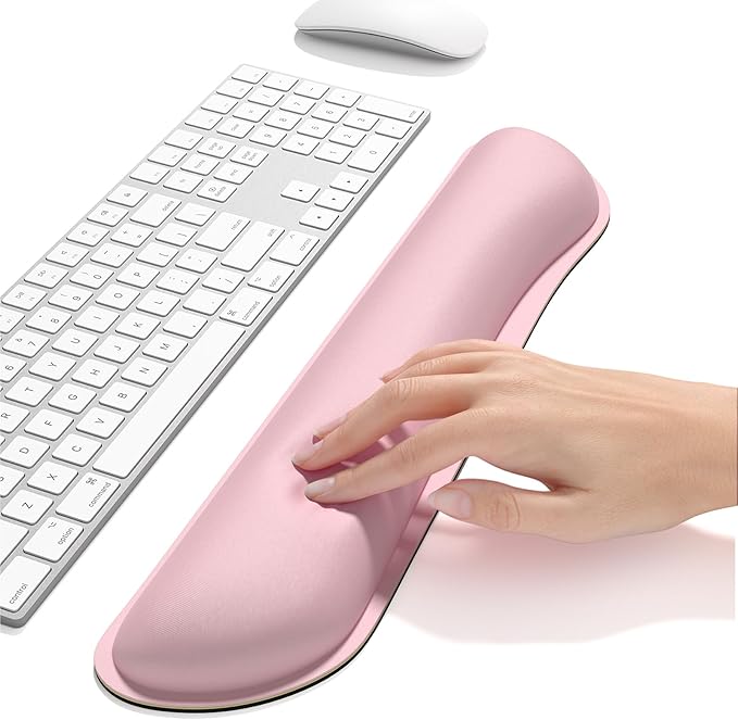 Dapesuom Enlarge Keyboard Wrist Rest, Cute Memory Foam Keyboard Wrist Cushion for Computer Desk Mats Support, Typing Pain Relief Ergonomic Mouse Pad Rests with Non-Slip Base for Gaming, Laptop, Pink
