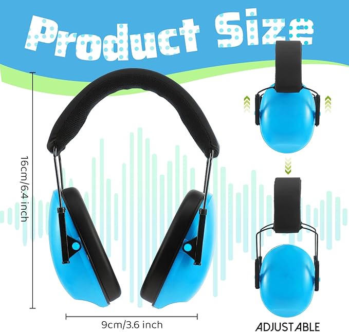 Amylove 12 Pcs Kids Ear Protection Noise Cancelling Headphones Ear Muffs Bulk 27db Adult Noise Reduction Hearing Earmuff(Universal Fit (kids & Adults),Classic Style,Blue Green Color)