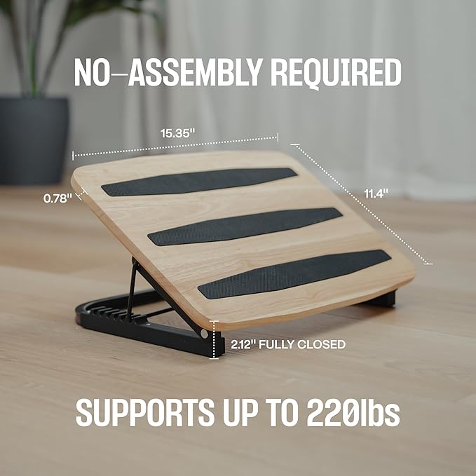 Adjustable Under Desk Foot Stool - Ergonomic Foot Rest with 7 Angles - Natural