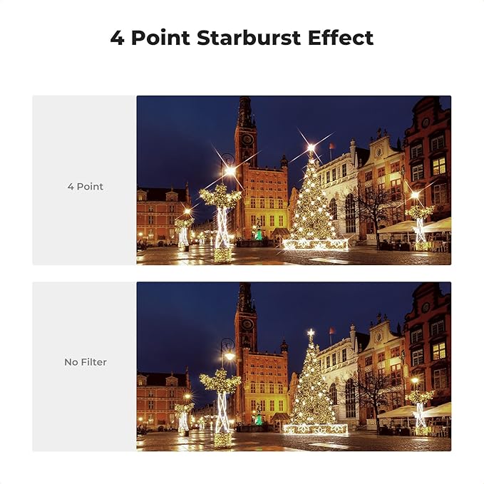 K&F CONCEPT 82mm Star Filters Kit (3pcs) 4 Points 6 Points 8 Points Cross Screen Starburst Filters Set -18 Layer Coating Ultra Slim Optical Glass Camera Lens Filter with 3 Cleaning Cloth