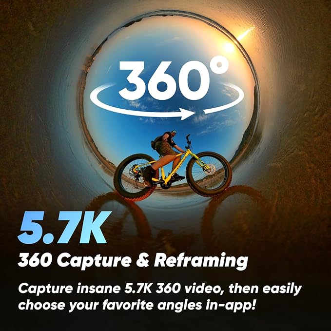 Insta360 X3 Selfie Stick Kit - 360 Action Camera with 5.7K 360 Active HDR Video, 4K Single-Lens Camera, Waterproof, FlowState Stabilization, 2.29" Touchscreen, AI Editing, Motorcycle, Wintersports