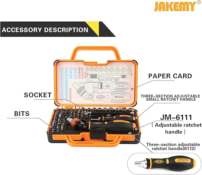 Precision Ratchet Screwdriver Set, JAKEMY 69 in 1 Household Screwdriver Home Repair Tool Kit, Disassemble Magnetic Rotating Ratchet Screwdriver Kit for Furniture/Car/Computer/Electronics Maintenance