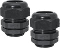 1" NPT Nylon Cable Glands, IP68 Waterproof Adjustable Cord Grip Cable Connector Strain Relief Wire Protectors for 18-25mm Cable Diameter, 2 Pcs, Black
