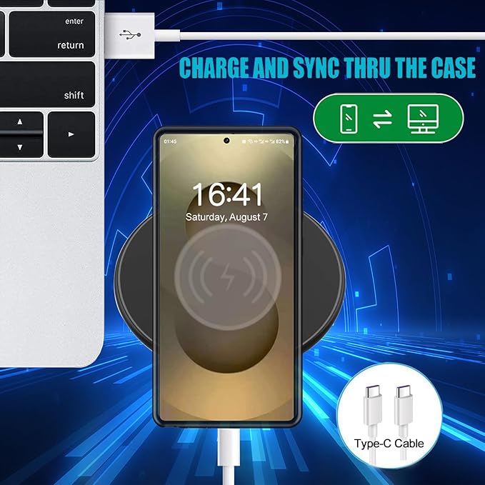 Battery Case for Galaxy S25 Ultra, [12000mAh] Slim Portable Protective Fast Charging Case Backup Power Bank Battery Case Compatible with Galaxy S25 Ultra-6.9 inch-Black