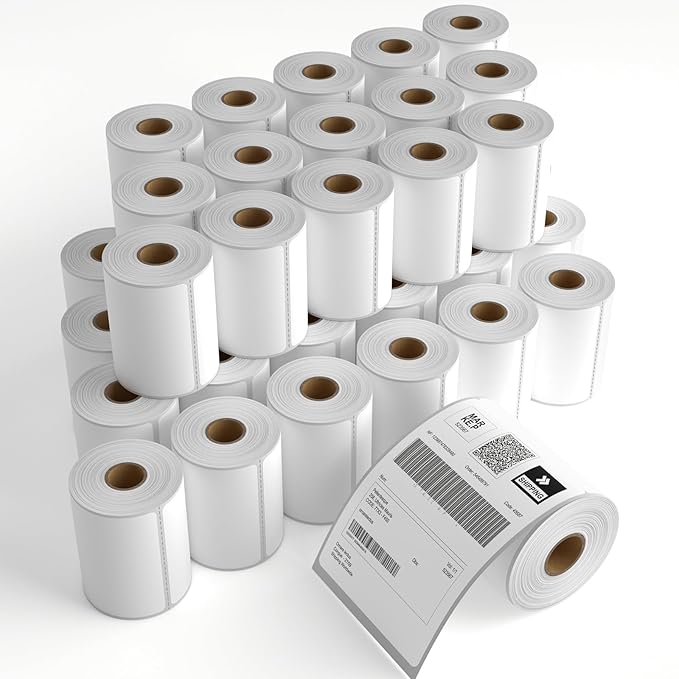 40 Rolls 4" x 6" Direct Thermal Printer Label, 250 Labels/Roll, Total 10000 Thermal Shipping Labels, Strong Adhesive, Commercial Grade, Perforated, Compatible with Most Thermal Printers (NOT for DYMO)
