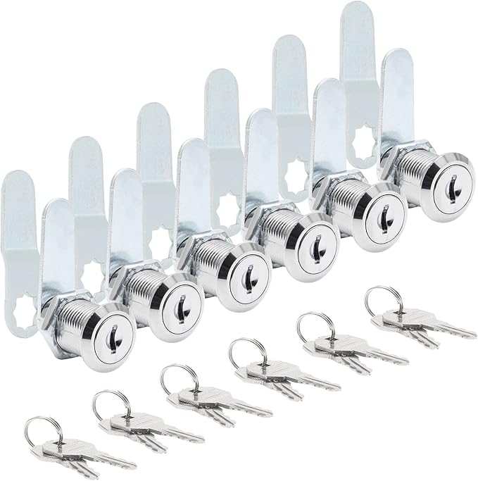 Uenhoy 6 Pack Cam Locks Keyed Alike, 1" (25mm) Cam Lock Set for Drawers Mailbox Tool Box RV, File Cabinet Locks with Keys