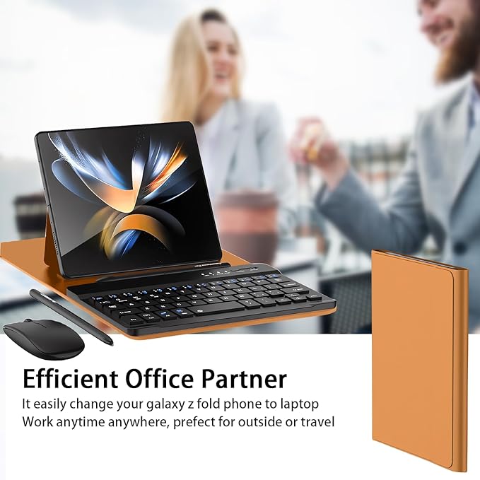 for Samsung Galaxy Z Fold 7 6 5 Keyboard and Mouse, Portable Mini 7.9inch Bluetooth Keyboard with Leather Case and Capacitive Pen, 4 in 1 Set for Z Fold7 6 Accessories