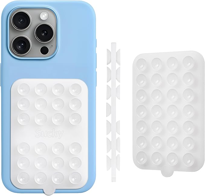 SUCKY Double Sided Suction Phone Octo Cup Buddy Mount - Anti-Slip Holder, Hands-Free Phone Accessory for iPhone and Android - Sticky Grip for Selfies, Videos - Clear