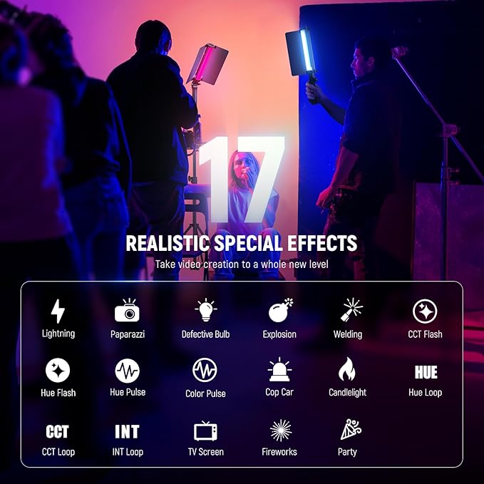 NEEWER RGB1 LED Tube Light Stick with Metal Barndoor, Handle, Touch Bar/APP Control, Magnetic Handheld RGB Video Light, 3200K-5600K CRI98+ Dimmable Photography Lighting with 6400mAh Battery, 17 Scenes