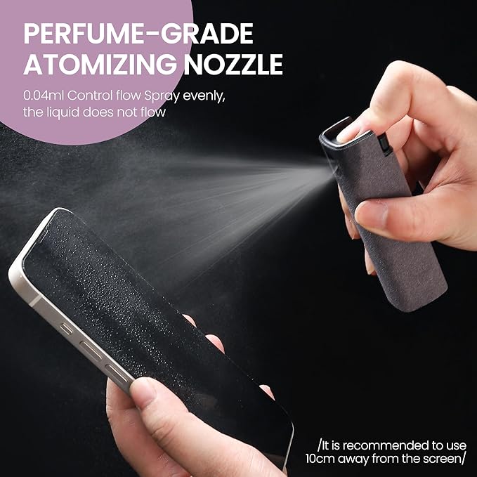 2 Pcs Screen Cleaner Kit, 3-in-1 Touchscreen Mist Cleaner Spray Bottle Tool & Microfiber Cloth for Phone/Laptop/Tablet/TV/Monitor/Car Screens(Pink+Grey)