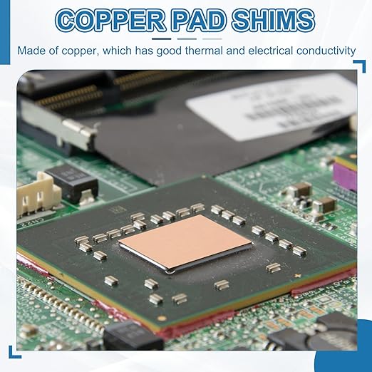 PATIKIL Copper Heatsink Pad Shims, 24 Pcs 15x15x0.3mm Copper Pad Shim IC Chipset GPU CPU Thermal Heatsink for Cooling Laptop Desktop Computer