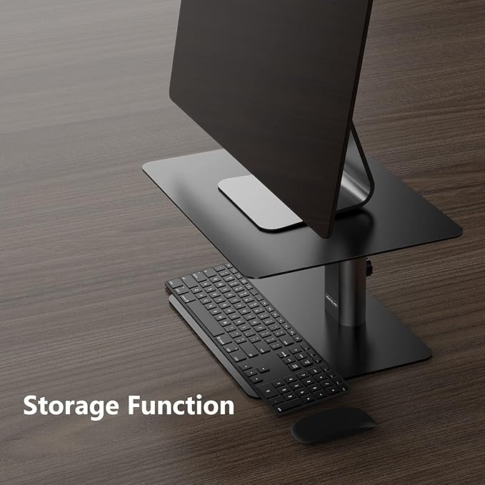 Nillkin Monitor Stand for Desk, Adjustable Height Computer Monitor Stand, Ergonomic Aluminum Computer Stand for Desktop Monitor, iMac,MacBook, Dell, HP, Lenovo and other Screen Display, Black