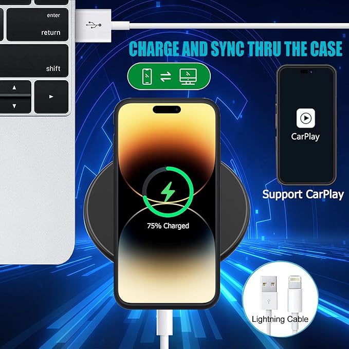 Battery Case for iPhone 14 Pro Max, Upgraded 10800mAh Rechargeable Portable Extended Battery Pack Supported Qi Wireless Charging Case Compatible with iPhone 14 Pro Max (6.7 inch) Charger Case (Black)