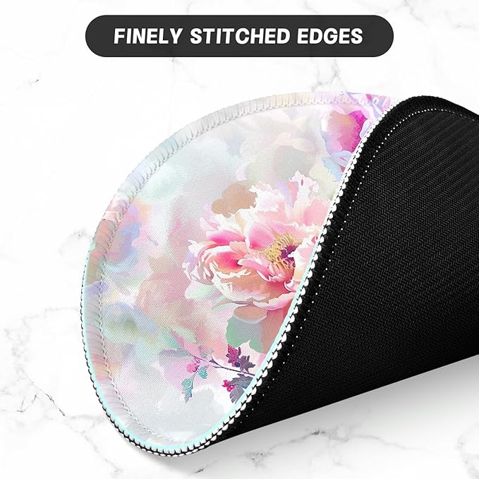 ITNRSIIET Round Mouse Pad with Stitched Edge Premium-Textured Waterproof Non-Slip Rubber Base Desktop Protection Mat Diameter 8.7 inches, Beautiful Flowers