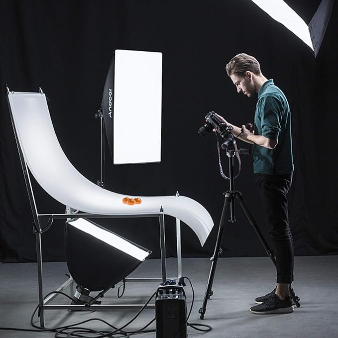 Andoer Softbox Photography Lighting Kit Professional Studio Equipment with 20"x28" Softbox, 2800-5700K 85W Bi-Color Temperature Bulb with Remote, Light Stand, Boom Arm for Portrait Product Shooting
