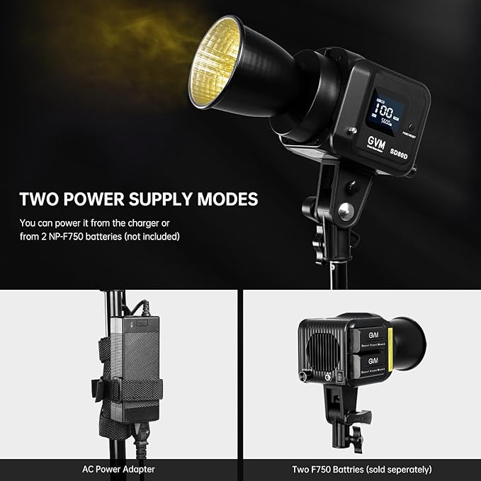 GVM 80W LED Video Light with Lantern Softbox and Tripod Stand Kit, Bi-Color 2700K-7500K 12 Scenes CRI97+ Bowens Mount Studio Light, APP Control COB Continuous Output Lighting for Video Recording