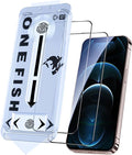 OneFish Glass Screen Protector for iphone 12 Pro Max, 9H Hardness Glass Scratch Resistant, HD Clarity Tempered Glass Film with Installation Frame, Shatterproof Bubble Free, Easy Installation,2Pack.